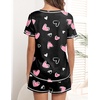 image:imageEkouaer Womens Pajamas Sets Short Sleeve Pjs Two Piece Sleepwear Casual Lounge Sets With PocketsBlack Pink Heart