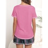 image:imageEkouaer Womens Pajamas Sets Short Sleeve Pjs Two Piece Sleepwear Casual Lounge Sets With PocketsBlack Pink Plaid
