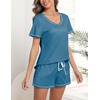 image:imageEkouaer Womens Pajamas Sets Short Sleeve Pjs Two Piece Sleepwear Casual Lounge Sets With PocketsBlue Green