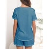 image:imageEkouaer Womens Pajamas Sets Short Sleeve Pjs Two Piece Sleepwear Casual Lounge Sets With PocketsBlue Green