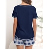image:imageEkouaer Womens Pajamas Sets Short Sleeve Pjs Two Piece Sleepwear Casual Lounge Sets With PocketsBlue White Plaid