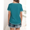 image:imageEkouaer Womens Pajamas Sets Short Sleeve Pjs Two Piece Sleepwear Casual Lounge Sets With PocketsGreen Plaid