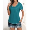 image:imageEkouaer Womens Pajamas Sets Short Sleeve Pjs Two Piece Sleepwear Casual Lounge Sets With PocketsGreen Plaid