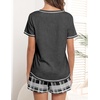 image:imageEkouaer Womens Pajamas Sets Short Sleeve Pjs Two Piece Sleepwear Casual Lounge Sets With PocketsGrey Plaid