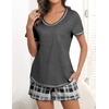 image:imageEkouaer Womens Pajamas Sets Short Sleeve Pjs Two Piece Sleepwear Casual Lounge Sets With PocketsGrey Plaid