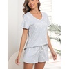 image:imageEkouaer Womens Pajamas Sets Short Sleeve Pjs Two Piece Sleepwear Casual Lounge Sets With PocketsGrey Star
