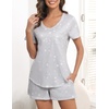image:imageEkouaer Womens Pajamas Sets Short Sleeve Pjs Two Piece Sleepwear Casual Lounge Sets With PocketsGrey Star