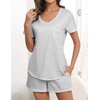 image:imageEkouaer Womens Pajamas Sets Short Sleeve Pjs Two Piece Sleepwear Casual Lounge Sets With PocketsGrey Stripe