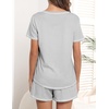 image:imageEkouaer Womens Pajamas Sets Short Sleeve Pjs Two Piece Sleepwear Casual Lounge Sets With PocketsGrey Stripe