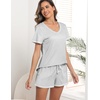 image:imageEkouaer Womens Pajamas Sets Short Sleeve Pjs Two Piece Sleepwear Casual Lounge Sets With PocketsGrey Stripe