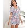 image:imageEkouaer Womens Pajamas Sets Short Sleeve Pjs Two Piece Sleepwear Casual Lounge Sets With PocketsLeaf