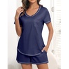 image:imageEkouaer Womens Pajamas Sets Short Sleeve Pjs Two Piece Sleepwear Casual Lounge Sets With PocketsNavy Blue