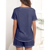 image:imageEkouaer Womens Pajamas Sets Short Sleeve Pjs Two Piece Sleepwear Casual Lounge Sets With PocketsNavy Blue
