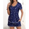 image:imageEkouaer Womens Pajamas Sets Short Sleeve Pjs Two Piece Sleepwear Casual Lounge Sets With PocketsNavy Blue Star