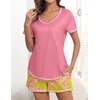 image:imageEkouaer Womens Pajamas Sets Short Sleeve Pjs Two Piece Sleepwear Casual Lounge Sets With PocketsPeach Pink Floral