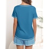 image:imageEkouaer Womens Pajamas Sets Short Sleeve Pjs Two Piece Sleepwear Casual Lounge Sets With PocketsPlaid Blue White