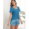 image:imageEkouaer Womens Pajamas Sets Short Sleeve Pjs Two Piece Sleepwear Casual Lounge Sets With PocketsPlaid Blue White