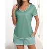 image:imageEkouaer Womens Pajamas Sets Short Sleeve Pjs Two Piece Sleepwear Casual Lounge Sets With PocketsPlaid Green White