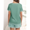 image:imageEkouaer Womens Pajamas Sets Short Sleeve Pjs Two Piece Sleepwear Casual Lounge Sets With PocketsPlaid Green White