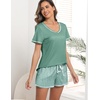 image:imageEkouaer Womens Pajamas Sets Short Sleeve Pjs Two Piece Sleepwear Casual Lounge Sets With PocketsPlaid Green White