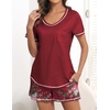 image:imageEkouaer Womens Pajamas Sets Short Sleeve Pjs Two Piece Sleepwear Casual Lounge Sets With PocketsRed Floral