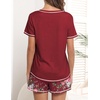 image:imageEkouaer Womens Pajamas Sets Short Sleeve Pjs Two Piece Sleepwear Casual Lounge Sets With PocketsRed Floral