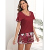 image:imageEkouaer Womens Pajamas Sets Short Sleeve Pjs Two Piece Sleepwear Casual Lounge Sets With PocketsRed Floral