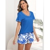 image:imageEkouaer Womens Pajamas Sets Short Sleeve Pjs Two Piece Sleepwear Casual Lounge Sets With PocketsRoyal Blue Plant