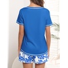 image:imageEkouaer Womens Pajamas Sets Short Sleeve Pjs Two Piece Sleepwear Casual Lounge Sets With PocketsRoyal Blue Plant