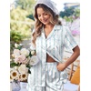 image:imageEkouaer Womens Satin Silk Pajamas Set Short Sleeve Sleepwear Button Down Top and Shorts Loungewear 2 Piece Pjs Set SXXLBlue Bowknots and Flowers