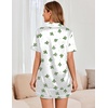 image:imageEkouaer Womens Satin Silk Pajamas Set Short Sleeve Sleepwear Button Down Top and Shorts Loungewear 2 Piece Pjs Set SXXLCactus