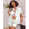 image:imageEkouaer Womens Satin Silk Pajamas Set Short Sleeve Sleepwear Button Down Top and Shorts Loungewear 2 Piece Pjs Set SXXLCactus