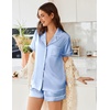 image:imageEkouaer Womens Satin Silk Pajamas Set Short Sleeve Sleepwear Button Down Top and Shorts Loungewear 2 Piece Pjs Set SXXLLight Blue
