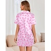 image:imageEkouaer Womens Satin Silk Pajamas Set Short Sleeve Sleepwear Button Down Top and Shorts Loungewear 2 Piece Pjs Set SXXLPink Bowknots