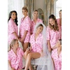 image:imageEkouaer Womens Satin Silk Pajamas Set Short Sleeve Sleepwear Button Down Top and Shorts Loungewear 2 Piece Pjs Set SXXLPink Bowknots