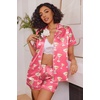 image:imageEkouaer Womens Satin Silk Pajamas Set Short Sleeve Sleepwear Button Down Top and Shorts Loungewear 2 Piece Pjs Set SXXLRose Red Cocktail Glass