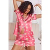 image:imageEkouaer Womens Satin Silk Pajamas Set Short Sleeve Sleepwear Button Down Top and Shorts Loungewear 2 Piece Pjs Set SXXLRose Red Cocktail Glass
