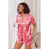 image:imageEkouaer Womens Satin Silk Pajamas Set Short Sleeve Sleepwear Button Down Top and Shorts Loungewear 2 Piece Pjs Set SXXLRose Red Cocktail Glass