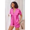 image:imageEkouaer Womens Satin Silk Pajamas Set Short Sleeve Sleepwear Button Down Top and Shorts Loungewear 2 Piece Pjs Set SXXLRose Red Leopard