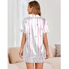 image:imageEkouaer Womens Satin Silk Pajamas Set Short Sleeve Sleepwear Button Down Top and Shorts Loungewear 2 Piece Pjs Set SXXLStriped Stars