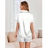 image:imageEkouaer Womens Satin Silk Pajamas Set Short Sleeve Sleepwear Button Down Top and Shorts Loungewear 2 Piece Pjs Set SXXLWhite