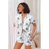 image:imageEkouaer Womens Satin Silk Pajamas Set Short Sleeve Sleepwear Button Down Top and Shorts Loungewear 2 Piece Pjs Set SXXLWhite Coconuts