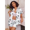 image:imageEkouaer Womens Satin Silk Pajamas Set Short Sleeve Sleepwear Button Down Top and Shorts Loungewear 2 Piece Pjs Set SXXLWhite Coconuts