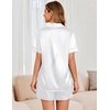 image:imageEkouaer Womens Satin Silk Pajamas Set Short Sleeve Sleepwear Button Down Top and Shorts Loungewear 2 Piece Pjs Set SXXLWhitepink