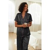 image:imageEkouaer Womens Silk Pajama Sets Silky Short Sleeve Pjs 2 Piece Silk Button Down Pajamas Soft Satin Pj Pants SetBlack Leopard
