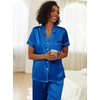 image:imageEkouaer Womens Silk Pajama Sets Silky Short Sleeve Pjs 2 Piece Silk Button Down Pajamas Soft Satin Pj Pants SetBlue