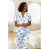 image:imageEkouaer Womens Silk Pajama Sets Silky Short Sleeve Pjs 2 Piece Silk Button Down Pajamas Soft Satin Pj Pants SetBlue Hydrangea