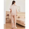 image:imageEkouaer Womens Silk Pajama Sets Silky Short Sleeve Pjs 2 Piece Silk Button Down Pajamas Soft Satin Pj Pants SetChampagne