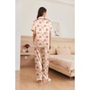 image:imageEkouaer Womens Silk Pajama Sets Silky Short Sleeve Pjs 2 Piece Silk Button Down Pajamas Soft Satin Pj Pants SetCherry Teddy
