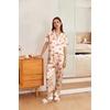 image:imageEkouaer Womens Silk Pajama Sets Silky Short Sleeve Pjs 2 Piece Silk Button Down Pajamas Soft Satin Pj Pants SetCherry Teddy